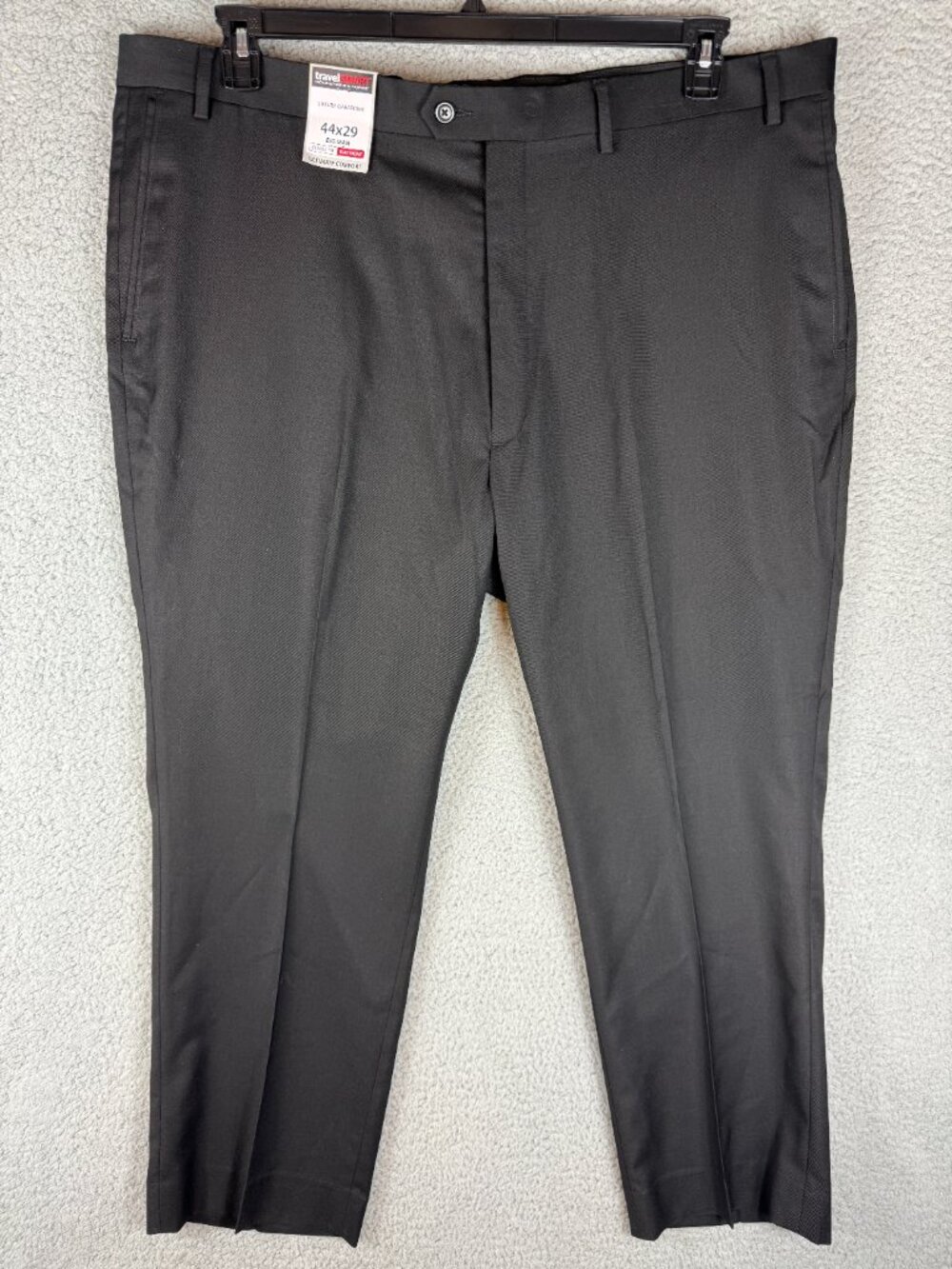 TravelSmart Roundtree & Yorke 44x29 Classic Flat Front Pants Black Gabardine NWT